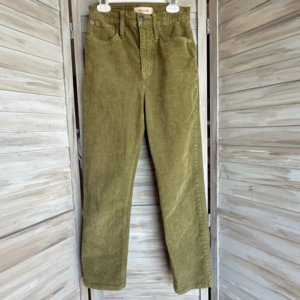 Madewell Olive Green Corduroy Classic Straight Jean 24 - Ankle Crop 25” inseam